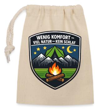 Wenig Komfort – Viel Natur Campbadge - Verschließbarer Geschenkbeutel aus Baumwolle (14x20cm) - Natur - Vorne