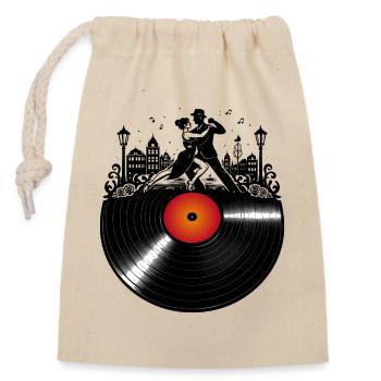 Tango Vinyl Dance Music Rétro Design - Sac cadeau en coton avec cordon (14 x 20 cm) - nature - Devant