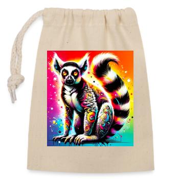 Lemur - Closable cotton gift bag (14x20cm) - nature - Front