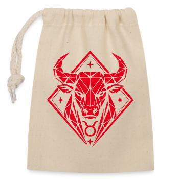 Taureau géométrique - Force pure - Signe du zodiaque Taureau - Sac cadeau en coton avec cordon (14 x 20 cm) - nature - Devant