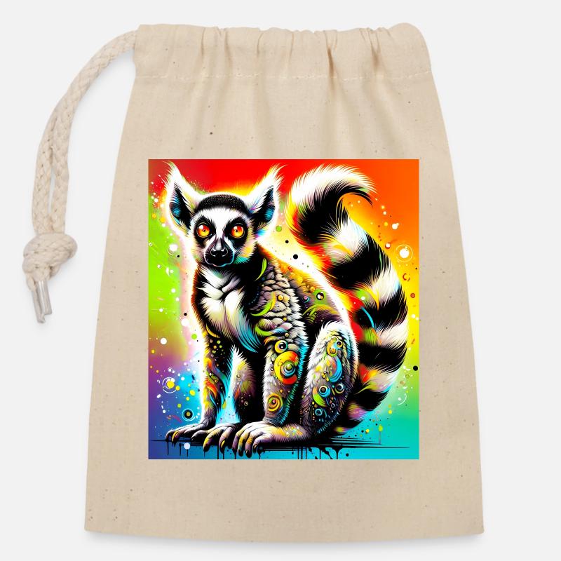 Lemur - Closable cotton gift bag (14x20cm) - nature