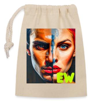 Double portrait en zones de couleur néon - Sac cadeau en coton avec cordon (14 x 20 cm) - nature - Devant
