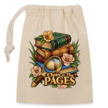Indices dans les pages - Sac cadeau en coton avec cordon (14 x 20 cm) - nature - Devant