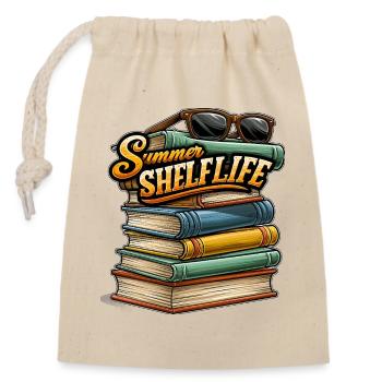 Livres et lunettes de soleil sur la plage - Sac cadeau en coton avec cordon (14 x 20 cm) - nature - Devant