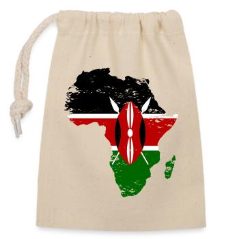 Kenia_Flagge_Afrika_used_used - Verschließbarer Geschenkbeutel aus Baumwolle (14x20cm) - Natur - Vorne