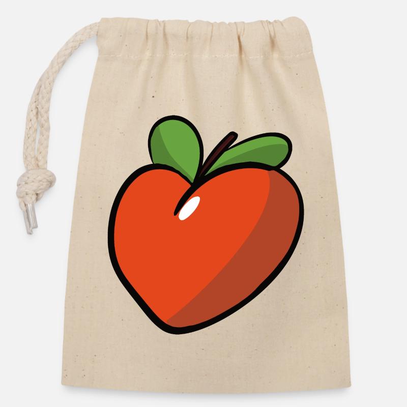 Peche_coeur - Sac cadeau en coton avec cordon (14 x 20 cm) - nature