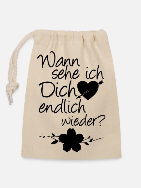 Wiedersehen Liebe, Spruch, Geschenk - Verschließbarer Geschenkbeutel aus Baumwolle (14x20cm) - Natur