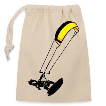 kite-surf - Verschließbarer Geschenkbeutel aus Baumwolle (14x20cm) - Natur - Vorne