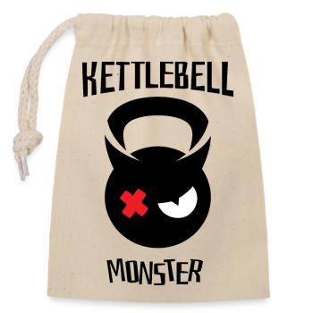 Kettlebell Monster 002 - Verschließbarer Geschenkbeutel aus Baumwolle (14x20cm) - Natur - Vorne