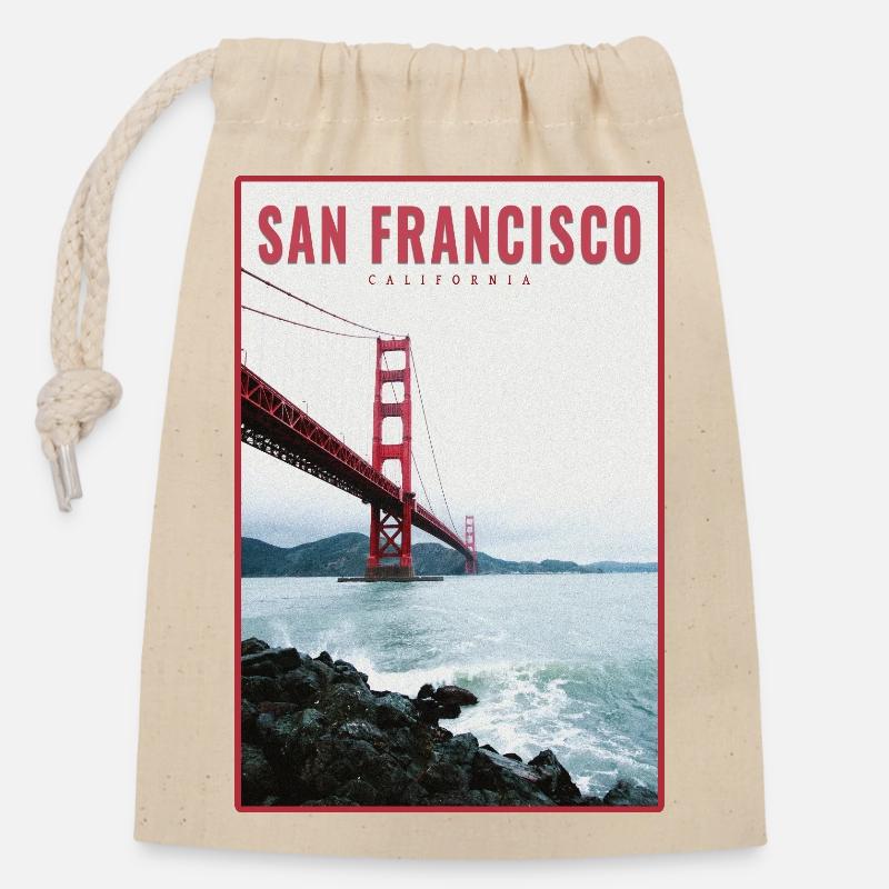San Francisco Golden Gate Retro Postcard - Closable cotton gift bag (14x20cm) - nature