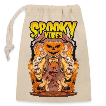 Halloween citrouille horreur - Sac cadeau en coton avec cordon (14 x 20 cm) - nature - Devant