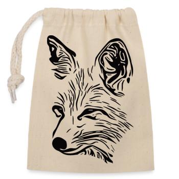 Fuchs Porträt Zeichnung - Verschließbarer Geschenkbeutel aus Baumwolle (14x20cm) - Natur - Vorne