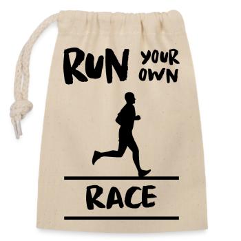 Marathon Triathlon Running joggen Biking Radfahren - Verschließbarer Geschenkbeutel aus Baumwolle (14x20cm) - Natur - Vorne