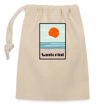 Santorini See Meer art deco - Verschließbarer Geschenkbeutel aus Baumwolle (14x20cm) - Natur - Vorne