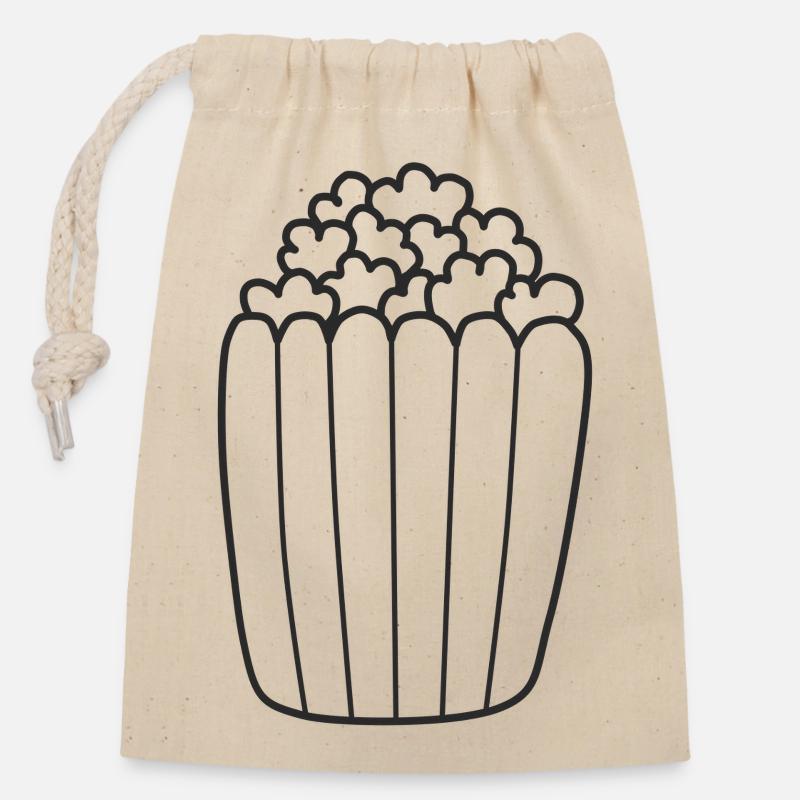 Pop-corn - Sac cadeau en coton avec cordon (14 x 20 cm) - nature
