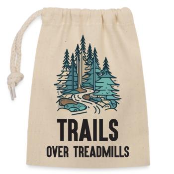 Trailrunning - Trails über Laufbänder - Verschließbarer Geschenkbeutel aus Baumwolle (14x20cm) - Natur - Vorne