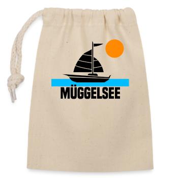 Müggelsee Segelboot Sonnenuntergang - Verschließbarer Geschenkbeutel aus Baumwolle (14x20cm) - Natur - Vorne