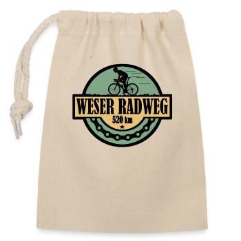 Weser Radweg - Verschließbarer Geschenkbeutel aus Baumwolle (14x20cm) - Natur - Vorne