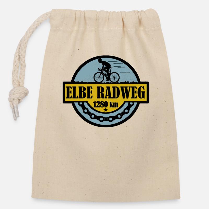 Elberadweg - Verschließbarer Geschenkbeutel aus Baumwolle (14x20cm) - Natur