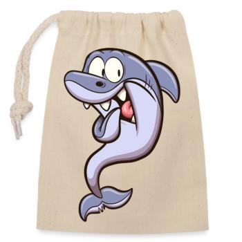 Scared Shark - Closable cotton gift bag (14x20cm) - nature - Front