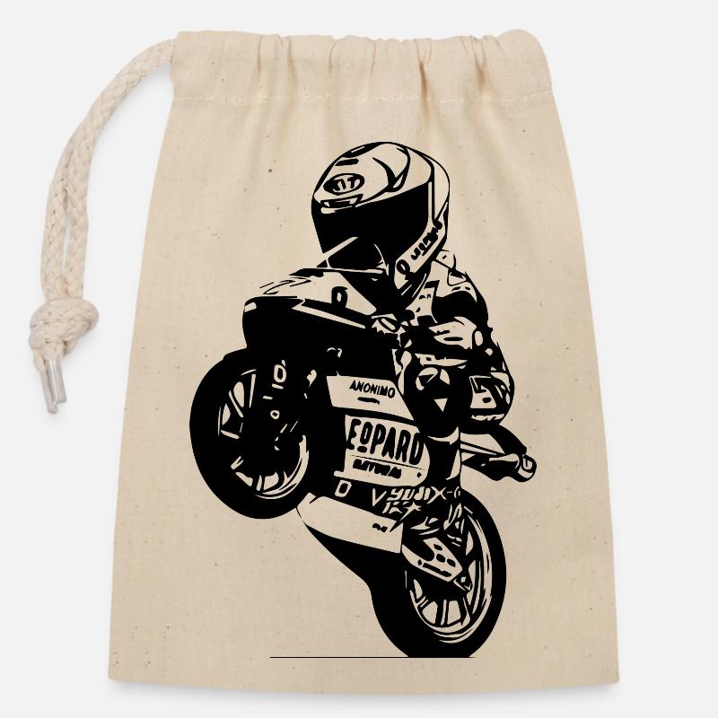 Moto GP - Closable cotton gift bag (14x20cm) - nature