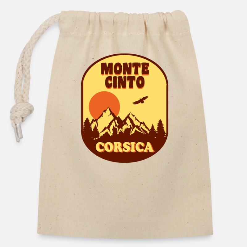 Monte Cinto Corse - Sac cadeau en coton avec cordon (14 x 20 cm) - nature