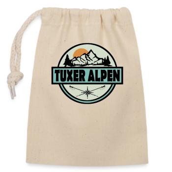 Tuxer Alpen - Verschließbarer Geschenkbeutel aus Baumwolle (14x20cm) - Natur - Vorne