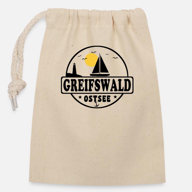 Greifswald Ostsee - Verschließbarer Geschenkbeutel aus Baumwolle (14x20cm) - Natur
