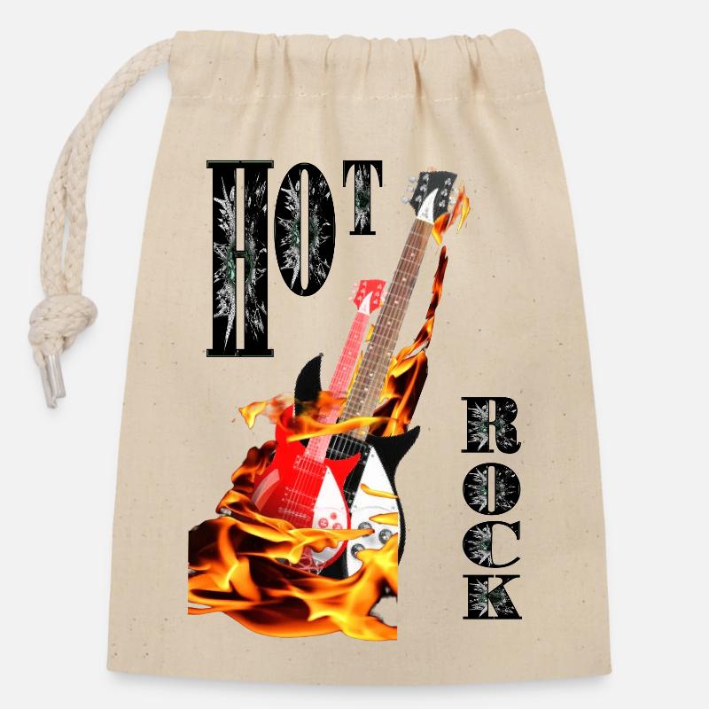 HOT ROCK - Closable cotton gift bag (14x20cm) - nature