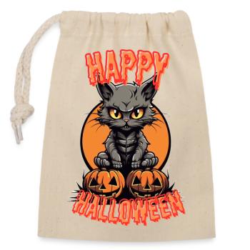 Dessins animés de chats effrayants pour Halloween - Sac cadeau en coton avec cordon (14 x 20 cm) - nature - Devant