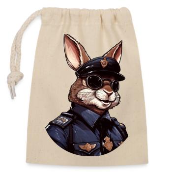 Police des lapins - Sac cadeau en coton avec cordon (14 x 20 cm) - nature - Devant