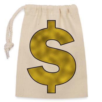 Dollarzeichen Gold - Verschließbarer Geschenkbeutel aus Baumwolle (14x20cm) - Natur - Vorne