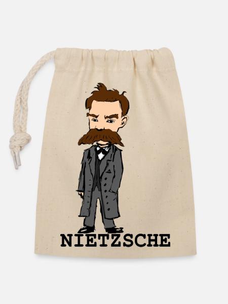 Nietzsche - Verschließbarer Geschenkbeutel aus Baumwolle (14x20cm) - Natur