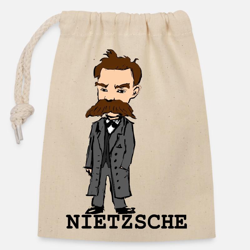 Nietzsche - Sac cadeau en coton avec cordon (14 x 20 cm) - nature