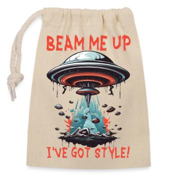 DRÔLE D’INVASION D’OVNI RÉTRO BEAM ME UP J’AI DU STYLE - Sac cadeau en coton avec cordon (14 x 20 cm) - nature - Devant