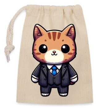 Charming Cat Executive - Closable cotton gift bag (14x20cm) - nature - Front