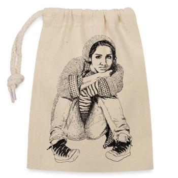 my life - Closable cotton gift bag (14x20cm) - nature - Front