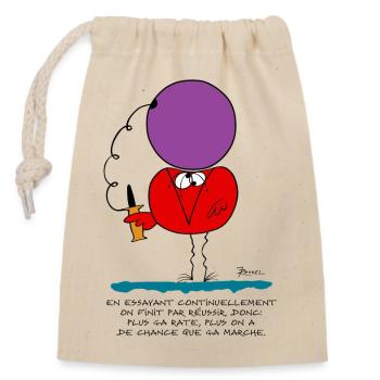 En essayant continuellement... - Sac cadeau en coton avec cordon (14 x 20 cm) - nature - Devant