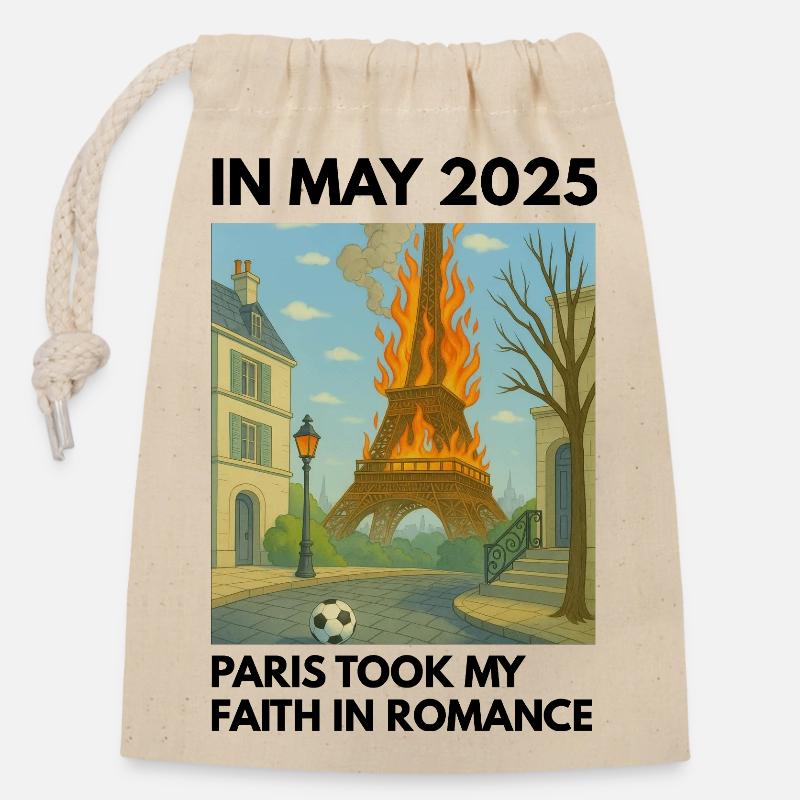 La Tour Eiffel en feu - Sac cadeau en coton avec cordon (14 x 20 cm) - nature