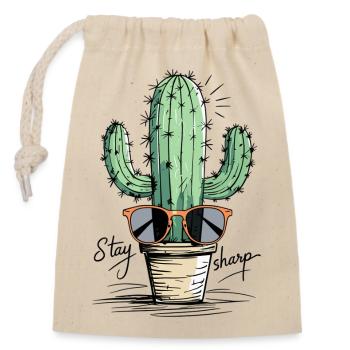 Cactus Sunglasses Design - Closable cotton gift bag (14x20cm) - nature - Front