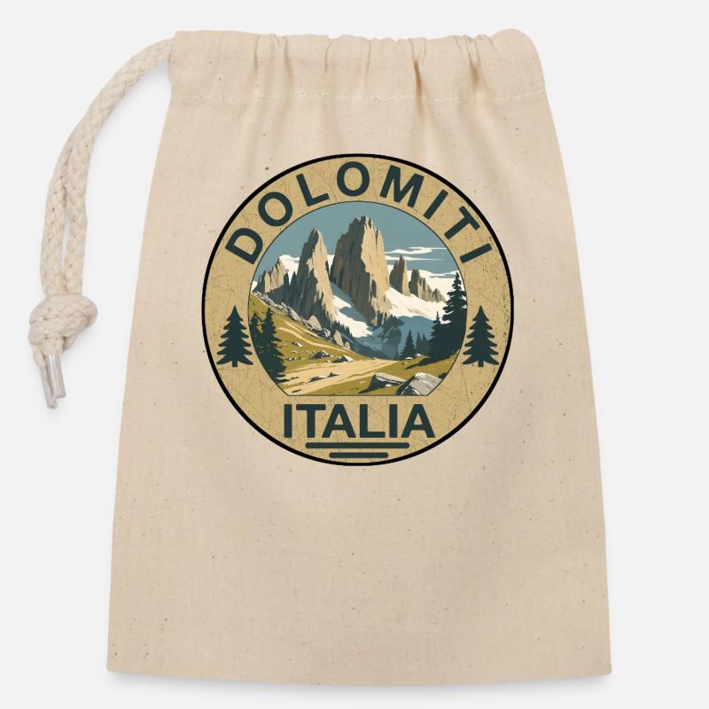 Dolomites rondes - Sac cadeau en coton avec cordon (14 x 20 cm) - nature