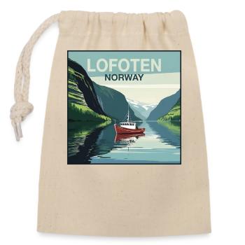 Hochseefischen Norwegen Lofoten - Verschließbarer Geschenkbeutel aus Baumwolle (14x20cm) - Natur - Vorne
