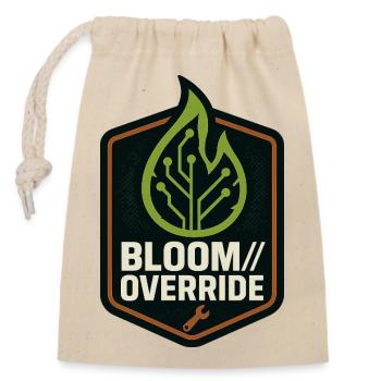 Bloom // Override – Solarpunk Emblem - Verschließbarer Geschenkbeutel aus Baumwolle (14x20cm) - Natur - Vorne