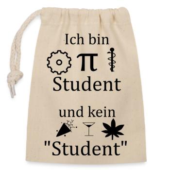 Unispruch "Ich bin MINT Student" Studenten - Verschließbarer Geschenkbeutel aus Baumwolle (14x20cm) - Natur - Vorne