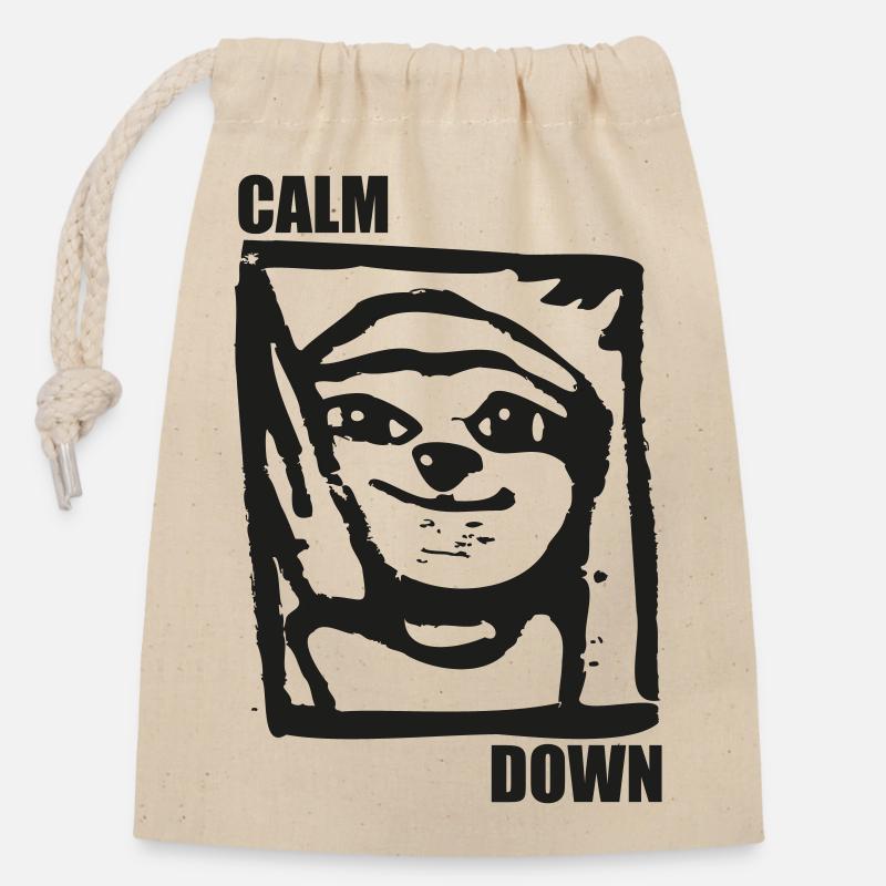 Calme - Sac cadeau en coton avec cordon (14 x 20 cm) - nature
