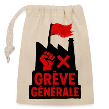 Generalstreik – Gewerkschaft - Verschließbarer Geschenkbeutel aus Baumwolle (14x20cm) - Natur - Vorne