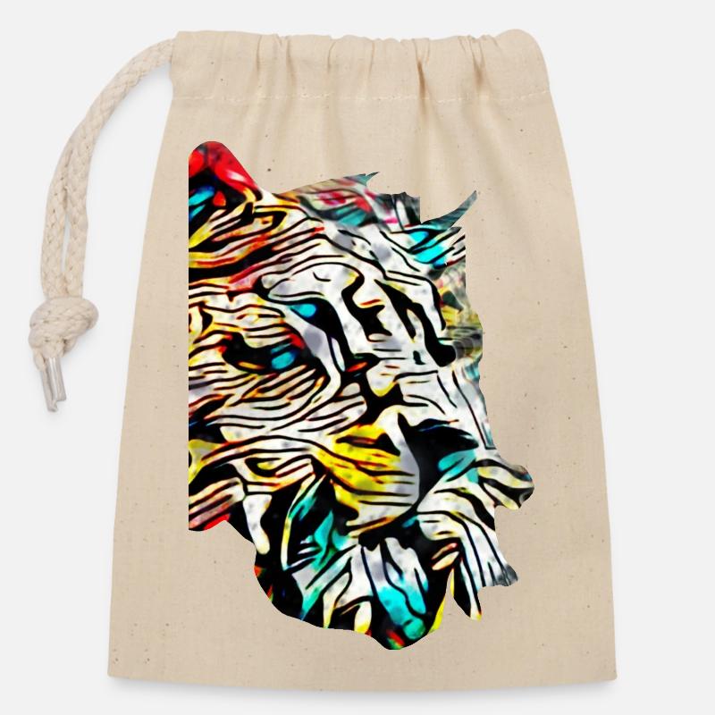 Lionne - Sac cadeau en coton avec cordon (14 x 20 cm) - nature