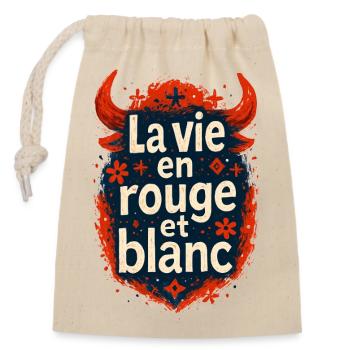 La vie en rouge est blanc - Féria - Sac cadeau en coton avec cordon (14 x 20 cm) - nature - Devant
