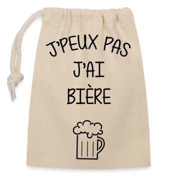 I can't I have beer - Alcohol - Closable cotton gift bag (14x20cm) - nature - Front