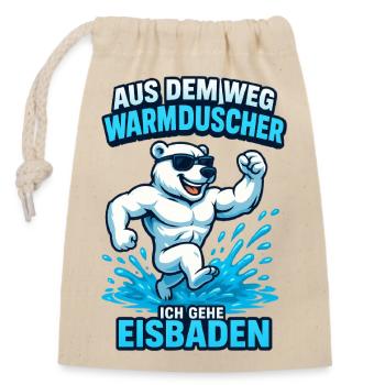 Eisbaden Polarbär Power - Verschließbarer Geschenkbeutel aus Baumwolle (14x20cm) - Natur - Vorne
